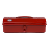 Toyo Steel Y-350 Gloss Red. Durable gloss red steel container featuring a sleek camber-top cover and a practical round handle for stylish storage. 1.3kg.