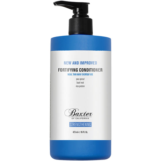 Baxter of California Fortifying Strengthening Conditioner. 16 oz conditioner that strengthens and nourishes hair with essential nutrients. Enhances resilience and vitality, leaving hair soft and revitalized.