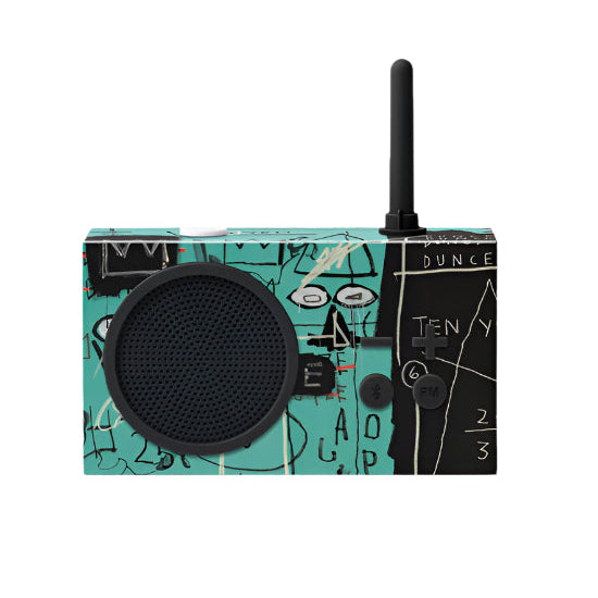 Lexon TYKHO 3 Bluetooth speaker featuring Jean-Michel Basquiat’s “Equals Pi” design. This piece combines raw artistic energy with modern sound technology and portability.
