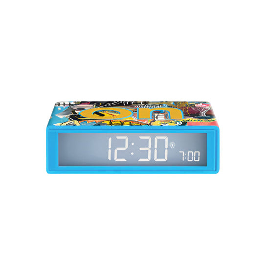 The FLIP+ clock becomes a canvas for Jean-Michel Basquiat’s iconic Untitled (Skull), merging expressive rebellion with minimal alarm clock functionality.