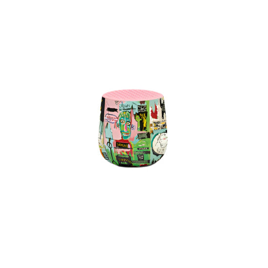 Jean-Michel Basquiat’s “In Italian” adds layers of texture and symbolism to this compact MINO+ speaker, celebrating cultural fusion through sound and art.