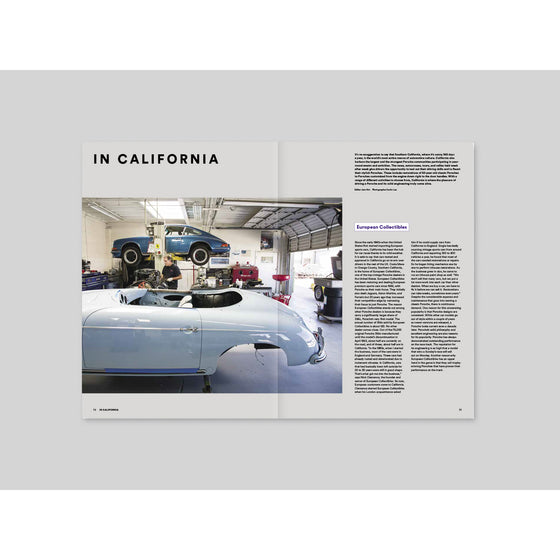 Magazine B - Issue 70 Porsche. A detailed page exploring Porsche’s impact and presence in California, highlighting how the brand’s vehicles resonate with the state’s car culture and lifestyle.