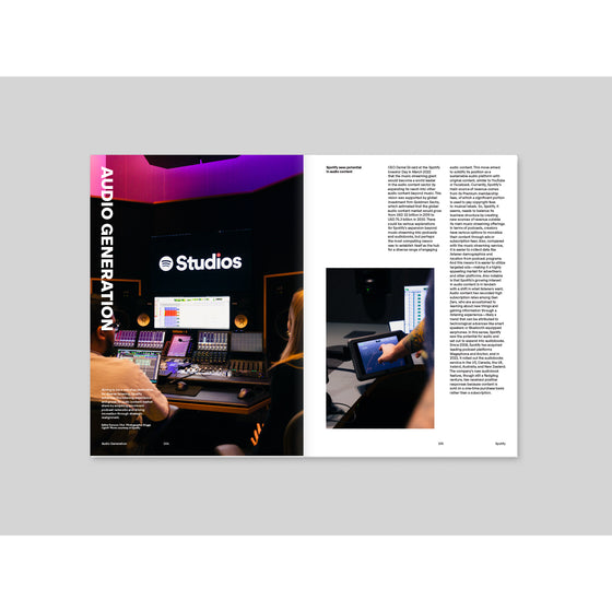 Magazine B - Issue 95 Spotify "Audio Generation" explores how Spotify is shaping the future of audio content, including advancements in podcasting, audiobooks, and innovative sound technologies.