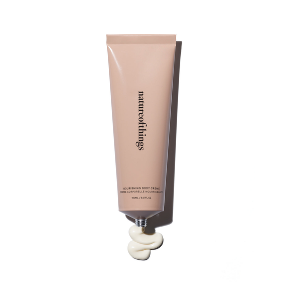 Natureofthings Nourishing Body Creme. Enriched with Shea Butter, Beta-caryophyllene, and Black Pepper, this creme deeply moisturizes and reduces skin irritation, enhancing softness and elasticity. 5.07 fl oz.