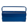 Toyo Steel Cantilever Toolbox GL-470 Blue. Large blue steel toolbox with double handles, multiple layers, and adjustable trays for extensive storage needs. 4.8kg.