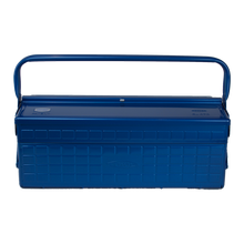  Toyo Steel Cantilever Toolbox GL-470 Blue. Large blue steel toolbox with double handles, multiple layers, and adjustable trays for extensive storage needs. 4.8kg.