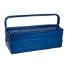 Toyo Steel Cantilever Toolbox GL-470 Blue. Spacious blue steel toolbox featuring multiple compartments, adjustable dividers, and a secure cylinder lock for versatile use. 4.8kg.