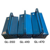 Toyo Steel Cantilever Toolboxes GL-350, GL-410, and GL-470 Blue. Comparison of blue steel toolboxes highlighting the size and capacity differences between the GL-350, GL-410, and GL-470 models.