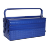 Toyo Steel GT-470 Blue. Durable blue steel toolbox with double handles and double layers, offering extensive storage space with adjustable dividers. 7.3kg.