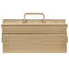 Toyo Steel ST-350 Beige. Functional beige steel toolbox with a versatile design, double layers, and adjustable trays with removable dividers. 2.6kg.