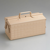 Toyo Steel ST-350 Beige. Durable beige steel toolbox with double handles and double layers, featuring ample storage space and 8 removable dividers. 2.6kg.