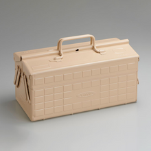  Toyo Steel ST-350 Beige. Durable beige steel toolbox with double handles and double layers, featuring ample storage space and 8 removable dividers. 2.6kg.