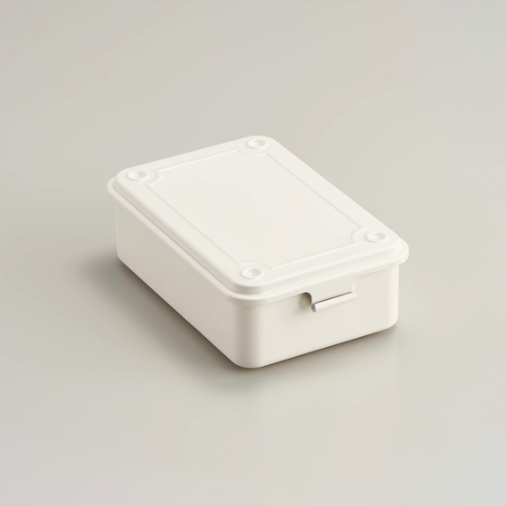 Toyo Steel T-150 White. Matte white steel box with a tapered shape for easy access to small parts. Durable and stackable. 0.3kg.