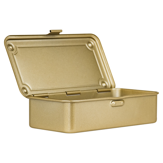 Toyo Steel T-190 Gold. Open view revealing the interior of the matte gold steel box, designed for easy organization and access. 0.4kg.