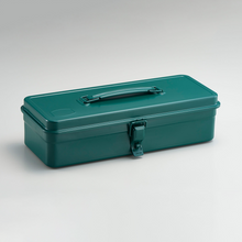  Toyo Steel T-320 Antique Green. Matte antique green steel toolbox, pressed from a single plate with a round handle. Durable and functional, with cylinder lock. 1.0kg.