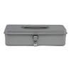 Toyo Steel T-320 Silver. Compact matte silver steel toolbox featuring a seamless design and round handle, ideal for secure and organized storage. 1.0kg.