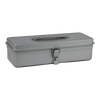 Toyo Steel T-320 Silver. Sleek matte silver toolbox with a round handle and cylinder lock, designed for durability and practical use. 1.0kg.