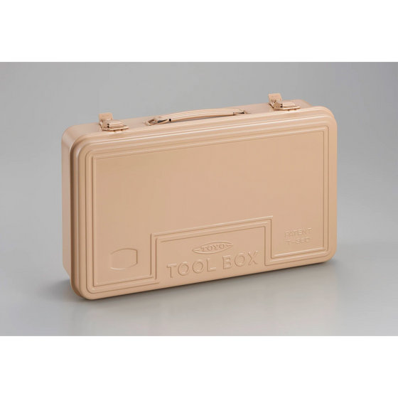 Toyo Steel T-360 Beige. Sleek glossy beige toolbox with a top-mounted round handle and cylinder lock, offering excellent functionality and stackable design. 1.6kg.