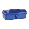 Toyo Steel Camber Top Y-280 Blue. Durable blue steel container with a sleek camber-top cover and a round handle for easy carrying. 1.1kg.