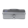 Toyo Steel Camber Top Y-280 Silver. Elegant glossy silver steel container with a camber-top cover and round handle, ideal for secure and stylish storage. 1.1kg.