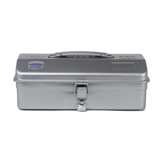 Toyo Steel Camber Top Y-280 Silver. Elegant glossy silver steel container with a camber-top cover and round handle, ideal for secure and stylish storage. 1.1kg.