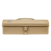 Toyo Steel Y-350 Beige. Durable beige steel container with a sleek camber-top cover and round handle for secure and efficient storage. 1.3kg.