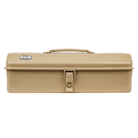 Toyo Steel Y-350 Beige. Durable beige steel container with a sleek camber-top cover and round handle for secure and efficient storage. 1.3kg.