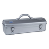 Toyo Steel Y-410 Camber Top Silver. Elegant silver steel container with a functional camber-top cover and round handle, providing a sleek and practical storage solution. 1.5kg.