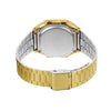 Casio A168WG-9VT Vintage Watch. Underside view highlighting the gold-tone case and the stainless steel band with a secure clasp.