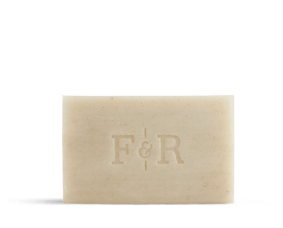 Fulton and Roark Blue Ridge Bar Soap. Fresh, mountainous scent with notes of sandalwood, sage, and amber. Luxurious lather for a revitalizing, nature-inspired cleanse. 8.8 oz.