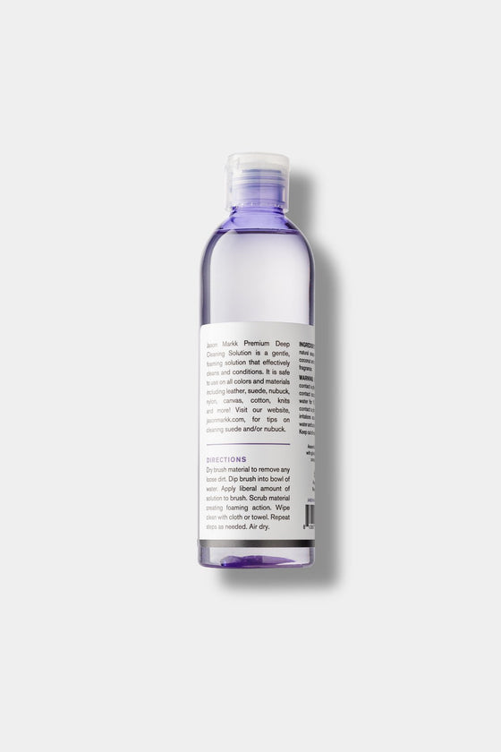 Jason Markk 8oz Shoe Cleaning Solution. New and improved formula in a sleek bottle, providing a natural, effective clean for various materials and extending their lifespan.