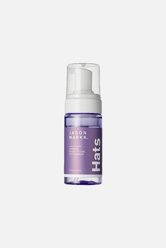 Jason Markk Hat Care Kit. Close-up of the 4oz Ready-To-Use Hat Cleaner, emphasizing its easy pump dispenser and pre-mixed solution for convenience.